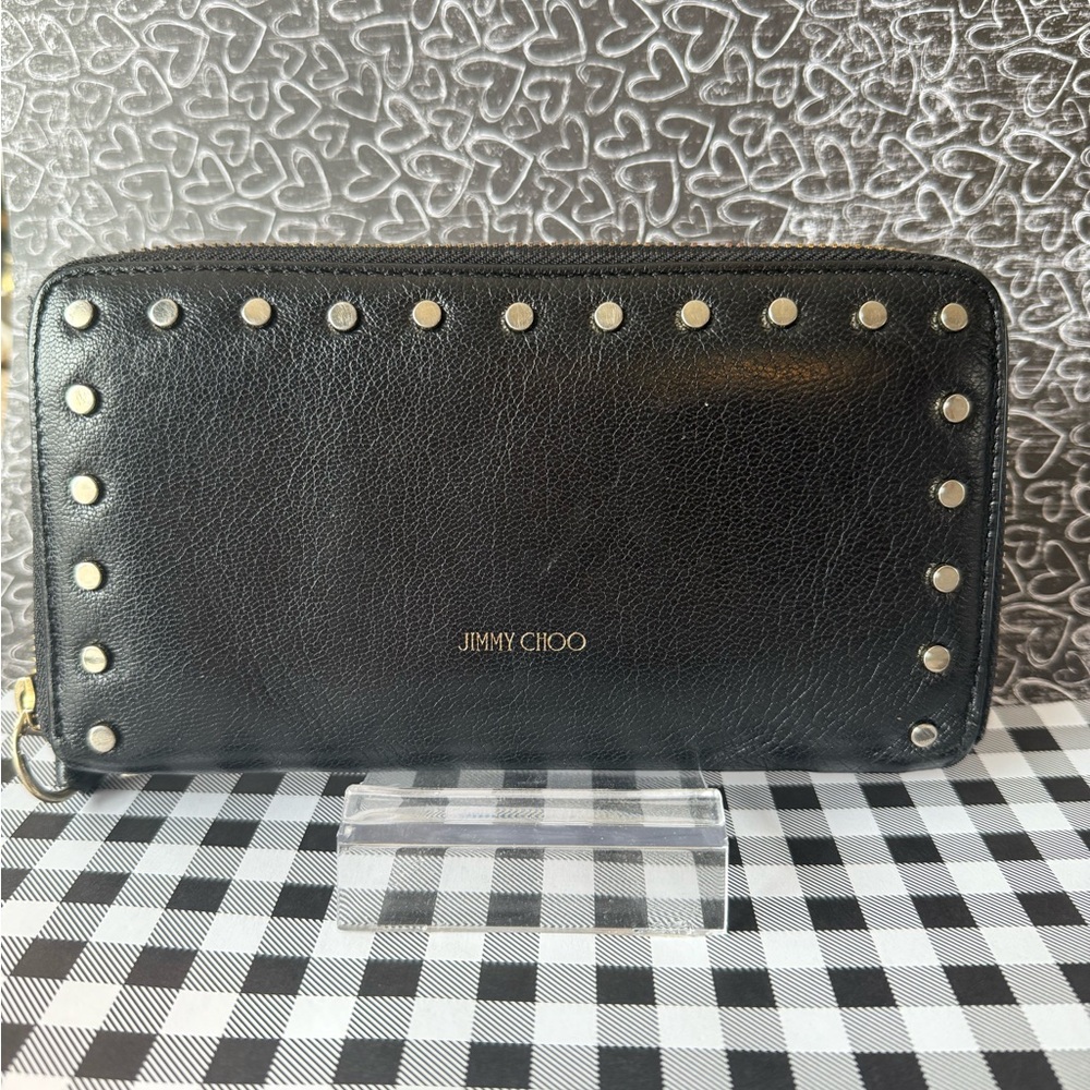 Jimmy Choo Black Leather Zip Wallet